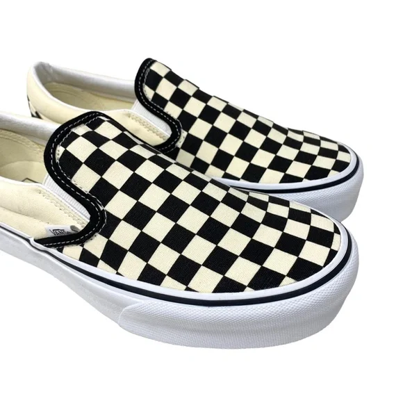 VANS Classic Slip On Platform Canvas Check Women's Black Shoes Skate VN00018EBWW - Picture 4 of 9